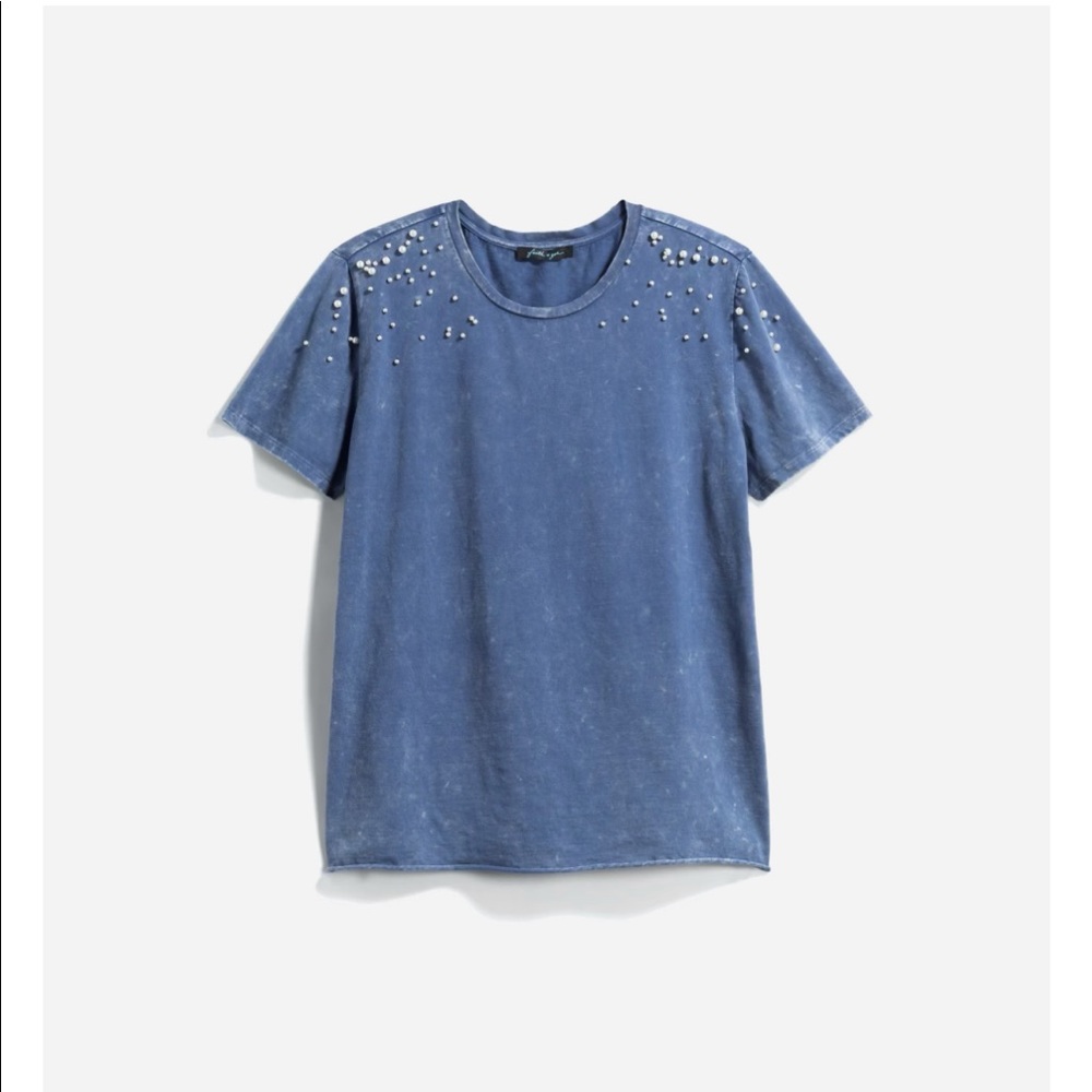 Oversized acid wash pearl detail tee